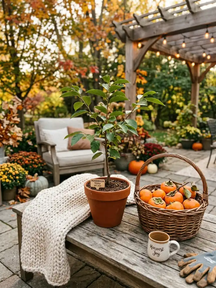 Persimmon tree saplings - front view