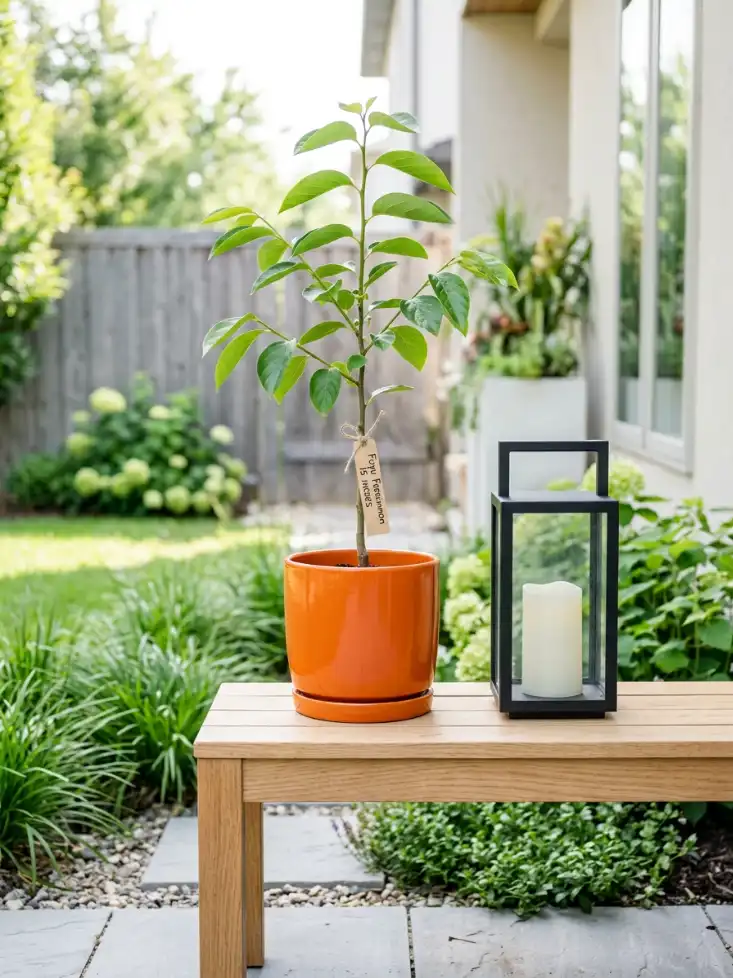 Persimmon tree saplings - alternate view